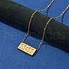 304 Stainless Steel 11:11 Number Rectangle Pendant Necklace with Cable Chains for Women NJEW-NH0001-04G-3