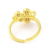 Butterfly Brass Micro Pave Clear Cubic Zirconia Open Cuff Rings for Women RJEW-U003-08G-3