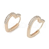 Clear Cubic Zirconia Heart Hoop Earrings EJEW-L292-010G-1