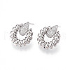 Brass Micro Pave Cubic Zirconia Stud Earrings KK-T074-45P-2