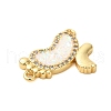 Rack Plating Brass Micro Pave Clear Cubic Zirconia Footprint Links Connector Charms KK-K385-111G-2