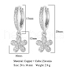 Clear Cubic Zirconia Flower Dangle Hoop Earrings EJEW-OY001-17P-2