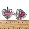 Natural Banded Agate Dyed Peach Love Heart Pendants G-G158-01X-3