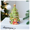 Porcelain Christmas Tree Decorative Hinged Jewelry Trinket Box DJEW-PW0012-055B-1
