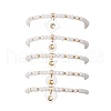 5Pcs 5 Styles Natural Freshwater Shell with Metal Moon Slice Charm Bracelets BJEW-JB11688-2-2