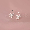 999 Fine Silver Bowknot Ear Plugs Gauges EJEW-P296-15S-4