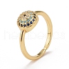 Colorful Cubic Zirconia Flat Round Open Cuff Ring RJEW-G251-02G-3