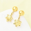 Flower 304 Stainless Steel Dangle Stud Earrings EJEW-A125-49G-3