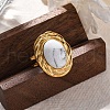 Oval Natural Howlite Finger Rings RJEW-M063-01G-10-1