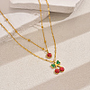 Stainless Steel Red Enamel Cherry Pendant Double Layer Necklaces for Women's Daily Holiday Outfits IT9845-5