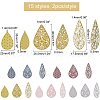 BENECREAT 30Pcs 15 Style 430 Stainless Steel Filigree Pendants STAS-BC0003-45-2