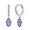 Rhodium Plated 925 Sterling Silver Micro Pave Cubic Zirconia Hoop Earrings for Women EJEW-P231-65P-1