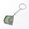 Platinum Plated Natural Agate Keychain KEYC-S252-07-2