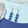 Dyed Nature Lava Rock Round Beaded Dangle Earrings for Women EJEW-JE05636-05-2
