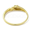 Brass Pave Clear & Green Cubic Zirconia Leopard Hinged Bangle for Women BJEW-K246-21F-G-3