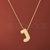 Brass Micro Pave Clear Cubic Zirconia Initial Pendant Necklaces for Women FS-WGDC51D-10-1