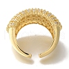 Rack Plating Brass Clear Cubic Zirconia Open Cuff Rings RJEW-S411-18G-3