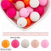 SOFPLATE 60Pcs 2 Styles Round Silicone Focal Beads with Fluorescence Acrylic Beads SIL-SP0001-01A-2