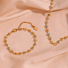 304 Stainless Steel Deep Sky Blue Enamel Flower Link Chain Necklaces for Women FS-WG93F36-01-1