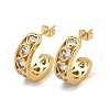 Brass Micro Pave Cubic Zirconia Heart Stud Earrings EJEW-P252-04G-1