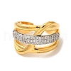 Rack Plating Brass Micro Pave Clear Cubic Zirconia Cuff Rings for Women RJEW-G325-13G-GP-2