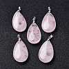 Natural Rose Quartz Pendants X-G-D084-01P-B15-5