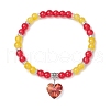 Baking Painted Imitation Jade Glass Round Beaded Charm Bracelets BJEW-JB11737-06-2