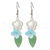 Flower 304 Stainless Steel Handmade Lampwork Dangle Earrings EJEW-JE06430-03-2