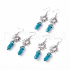 Synthetic Turquoise Bullet with Sun Dangle Earrings EJEW-I276-01P-11-1
