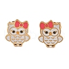 Brass Enamel Stud Earrings EJEW-B119-01G-02-4