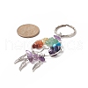 Natural & Synthetic Gemstone Chips Tree of Life with Alloy Wings Pendant Keychain KEYC-JKC00466-4