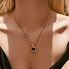 Brass Pave Black Cat Eye Pendant Necklaces for Women FS-WG5BA91-10-1