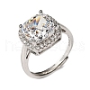 Adjustable 925 Sterling Silver Micro Pave Cubic Zirconia Cuff Rings for Women RJEW-F183-01C-01-4