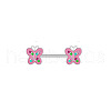 316L Surgical Stainless Steel Rose Rhinestone Nipple Rings WG189E0-02-1