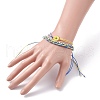 3Pcs 3 Style Waxed Polyester Braided Bead Bracelets Set with Sunflower Link BJEW-JB07517-3