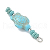 Dyed Synthetic Turquoise Turtle Rondelle Beaded Pendants PALLOY-JF04011-02-5
