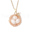 Mother's Day Jewellery Natural Cultured Freshwater Pearl Copper Wire Wrapped Bird Egg Nest Pendant Necklaces NJEW-TA00189-2