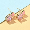 Heart Brass Cubic Zirconia Stud Earrings EJEW-A132-05G-2