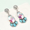 Alloy Synthetic Turquoise Dangle Stud Earrings EJEW-U053-04B-AS-3