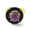 Rack Plating Round Brass Enamel Adjustable Rings RJEW-U004-01F-G-2
