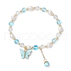 Frosted Dyed Synthetic Moonstone & Shell Pearl Round Beads Stretch Bracelets BJEW-JB11822-02-2