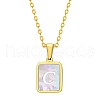 Shell Rectangle Pendant Initial Necklaces PW-WGEBFCF-03-1