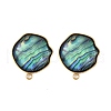 304 Stainless Steel Pave Natural Paua Shell Stud Earring Findings STAS-Z125-03G-1