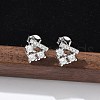 925 Sterling Silver Clear Cubic Zirconia Stud Earrings EJEW-Q032-01C-P-1
