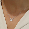 Elegant 925 Sterling Silver Pave Clear Cubic Zirconia Butterfly Pendant Necklaces for Women's Vacation TG1092-5