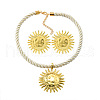Sun Alloy with Polyester Cord Pendant Necklace & Stud Earrings Sets FS-WG0CA25-01-2