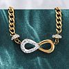 304 Stainless Steel with Polymer Clay Rhinestones Infinity Pendant Necklaces for Women NJEW-Z065-04G-3
