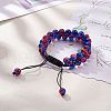 Sparkling Round Glass Braided Bead Bracelet BJEW-SW00082-12-5