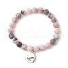 Mother's Day Theme Natural Pink Zebra Jasper Beads Stretch Bracelets for Women BJEW-JB11452-2