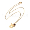 304 Stainless Steel Glass Drill Birth Stone Constellation Pendant Necklaces STAS-D305-08G-B-3